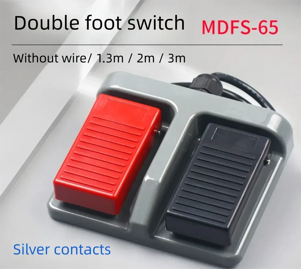 MDFS Series Silver Contact Foot Switch Double-Pole Self-Resetting Industrial Treadle Pedal Machine Tool Switch for Industrial Us