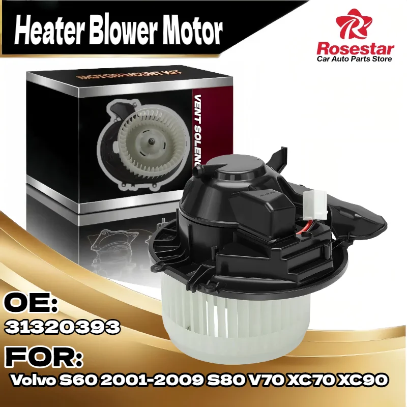 

For A/C Heater Blower Motor w/ Fan Cage for Volvo XC90 XC70 S60 01-09 S80 99-06 V70 31320393