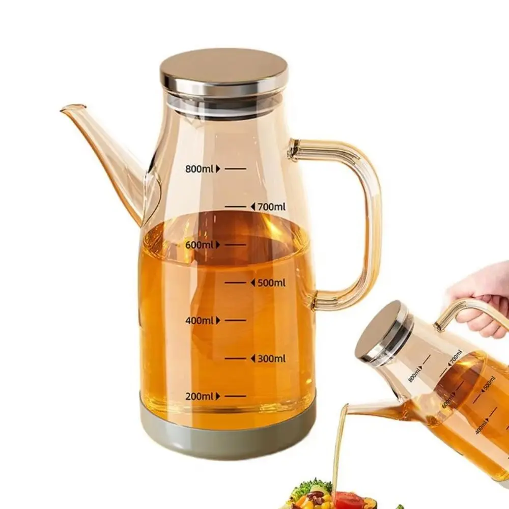 Large Capacity Cooking Oil Bottle Rubber Base Leakproof Olive Oil Dispenser No-drip Pourers Refillable Soy Sauce Pot Kitchen view 2