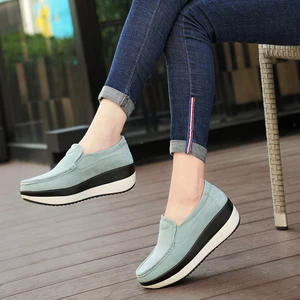 LEATHER MOCASSINS FOR WOMEN, PLANE PLATE MOCASSINS, SLIDING MOCASSIN, BLUE CASUAL SHOES, Elegant Ladies 10 Main Sales Mocassim Female Elegant - №6