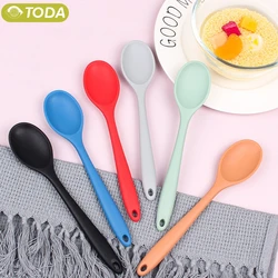 Silicone Spoon Long Handle Kids Mixing Soup Spoon Non-stick Stirring ,Serving Scoop Cooking Utensils, Ladle Kitchen Accessories