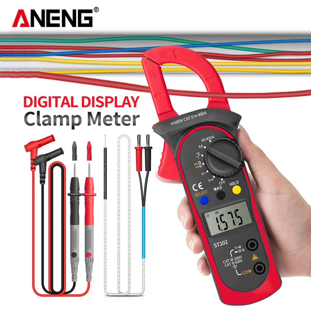 ANENG ST202 Digital Clamp Multimeter 2000 Counts Professional Smart AC/DC Current Voltmeter Clamp Meter Tester Electrician Tools