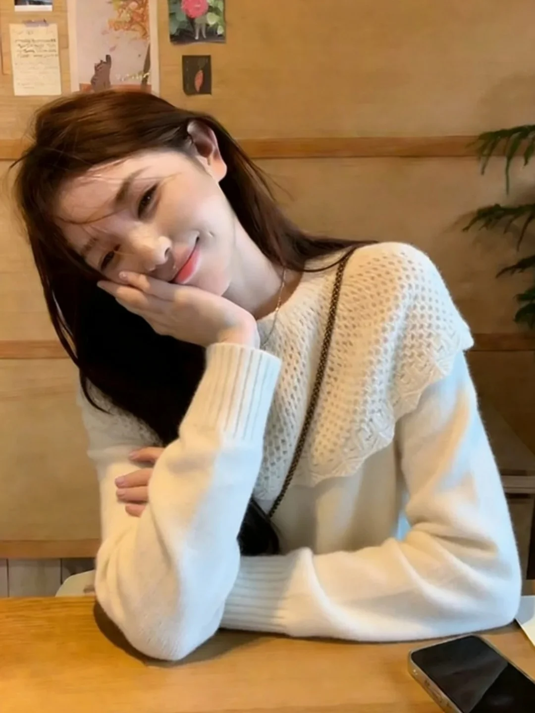 Soft Cozy Women's Knitted Sweater round Neck Hollow out Lazy Style Early Autumn New Arrival Commute Fashion Slim Fit Long Sleeve