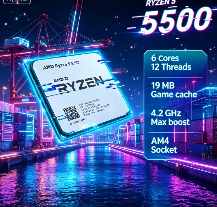 AMD R5 5500 Home Entertainment High Performance CPU 6 Core 12 Thread 4.2GHz AM4 Socket 16MB L3 Cache 65W Processor No Cooler view 2