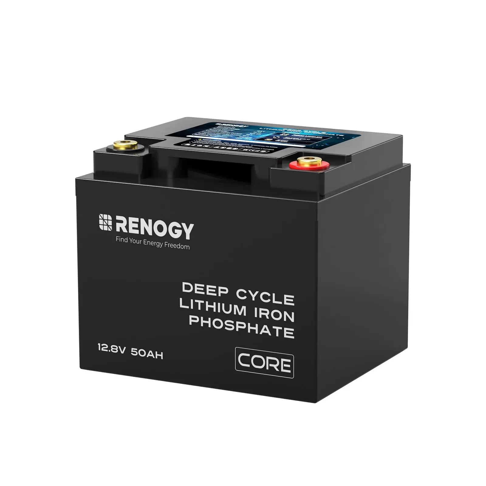 RENOGY 12V 50Ah Core Series Deep Cycle Lithium Iron Phosphate, 5000 Deep Cycles, FCC Certificates, BMS Upgrade