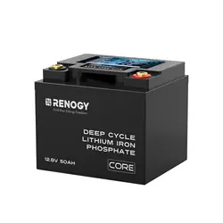 RENOGY 12V 50Ah Core Series Deep Cycle Lithium Iron Phosphate, 5000 Deep Cycles, FCC Certificates, BMS Upgrade