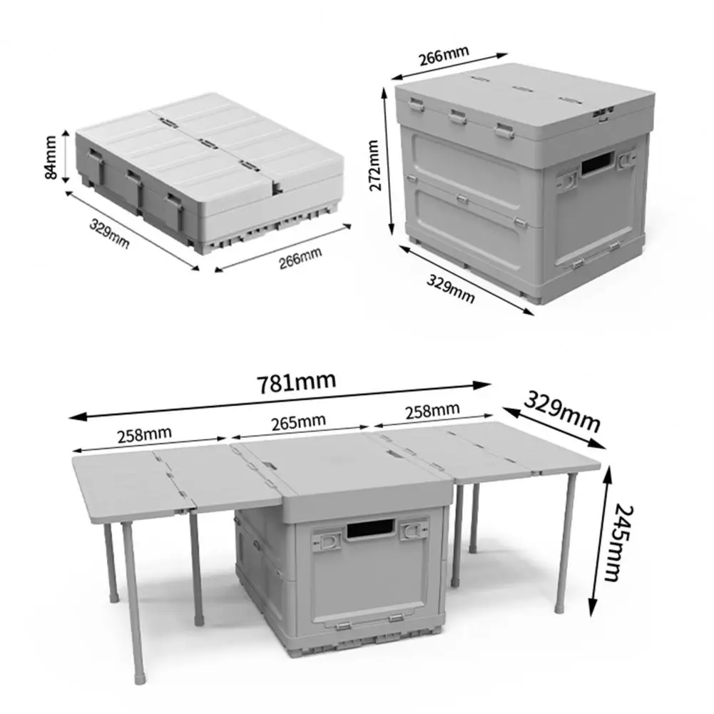 Portable Camping Folding Storage Box Large Capacity Organizer Container With Lid Picnic Storage Bins Table Parking Warning Sign