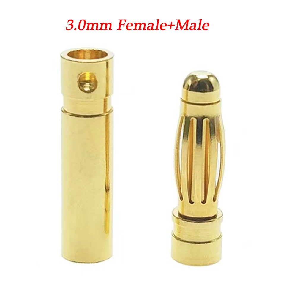 5Piece 2.0mm 3.0mm 3.5mm 4.0mm 5mm 5.5mm 6.0mm  RC Gold Bullet Banana Connector plug for ESC Lipo RC battery Plugs