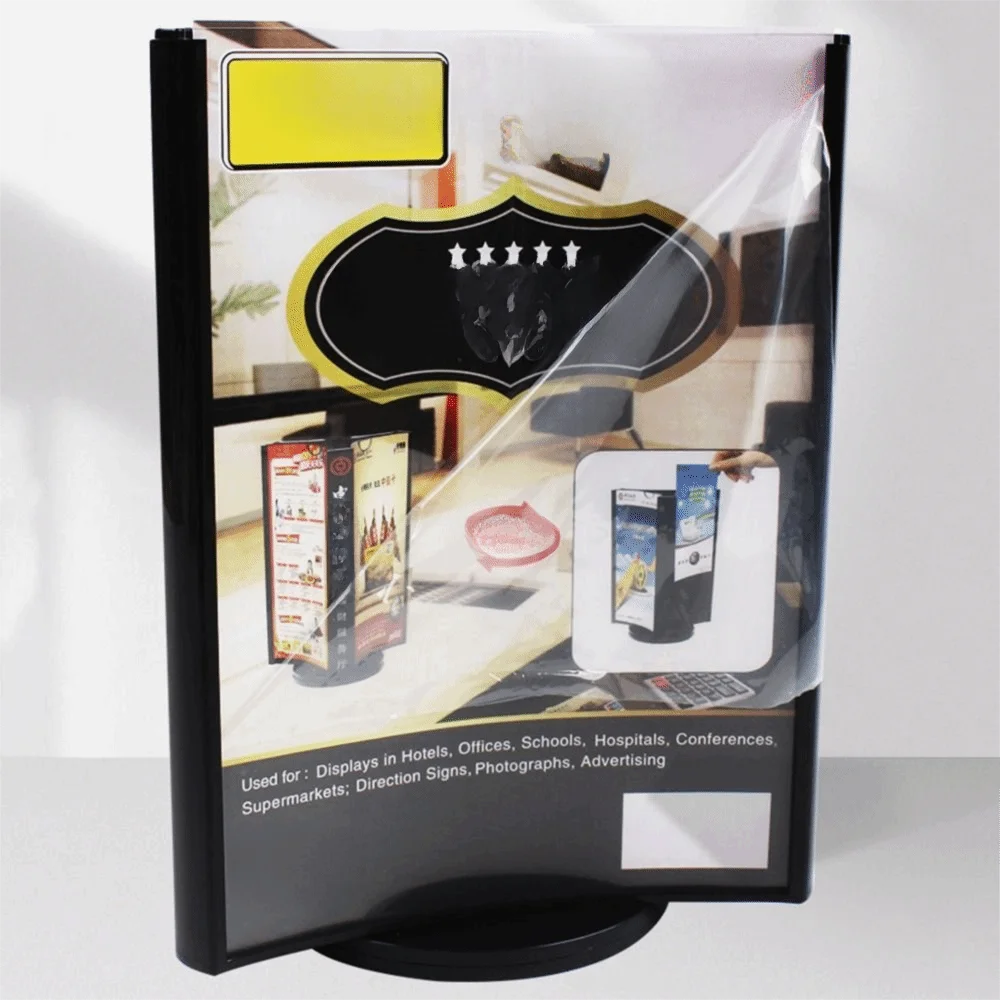 Three-Sided Acrylic Revolving Table Card Transparent Smooth Rotate Menu Display Stand Arc Surface Waterproof Menu Sign Holder