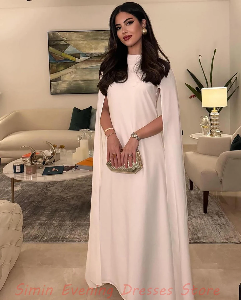 SiMin O-Neck Luxury Straight Loose Pleats Sleeveless Ankle-Length robes de soirée Saudi Arab Suknie wieczorowe dla kobiet 2024