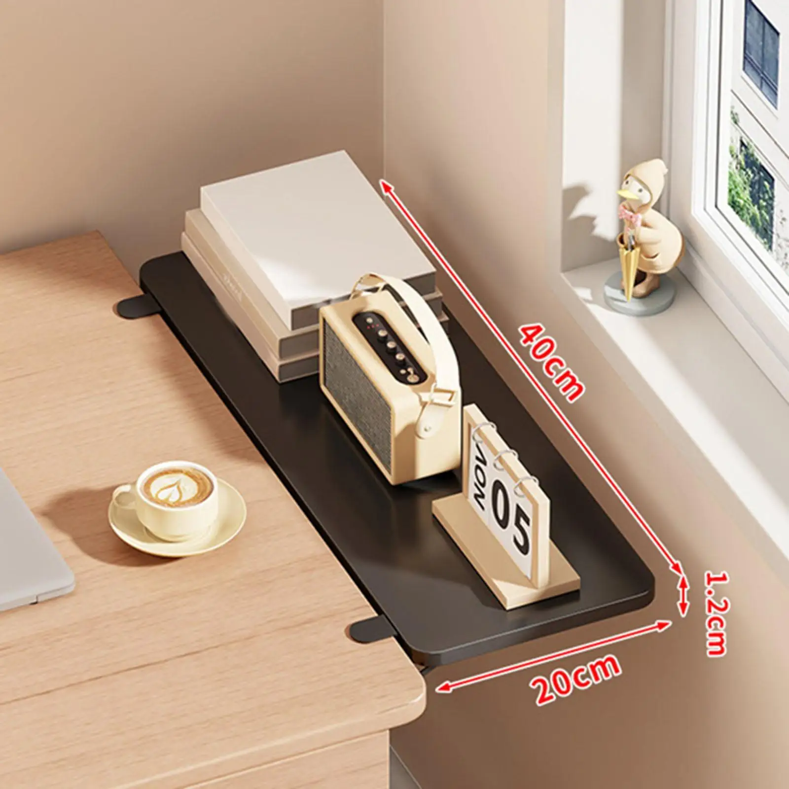 Desk Extension Tray with Easy Install Clamp Foldable Steel Wood Ergonomic Armrest Auxiliary Support for Modern Home Office