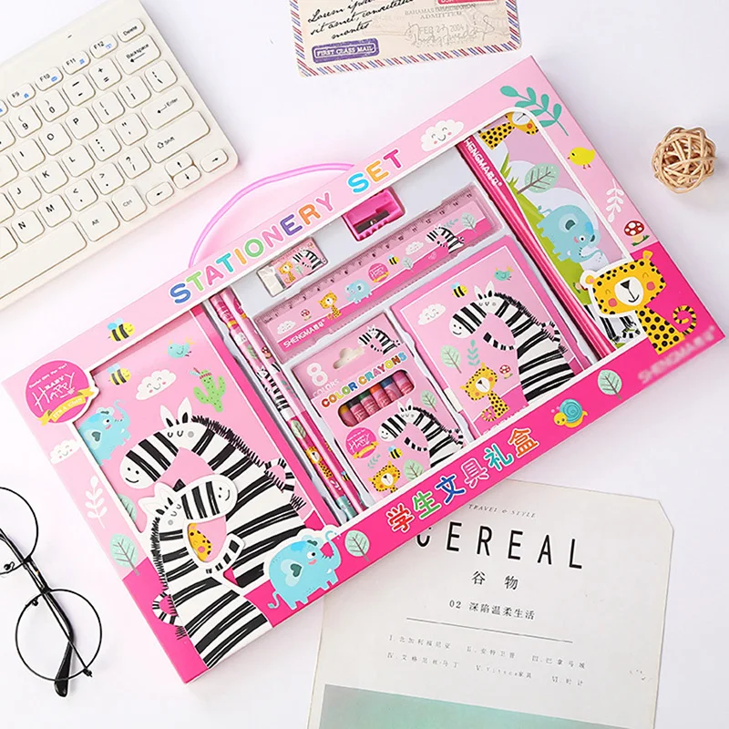 Cartoon Pencil Case Crayon Ruler Earser Sharpener 9 In 1 Stationery Set For Student Boys Girls Gift School Stationery