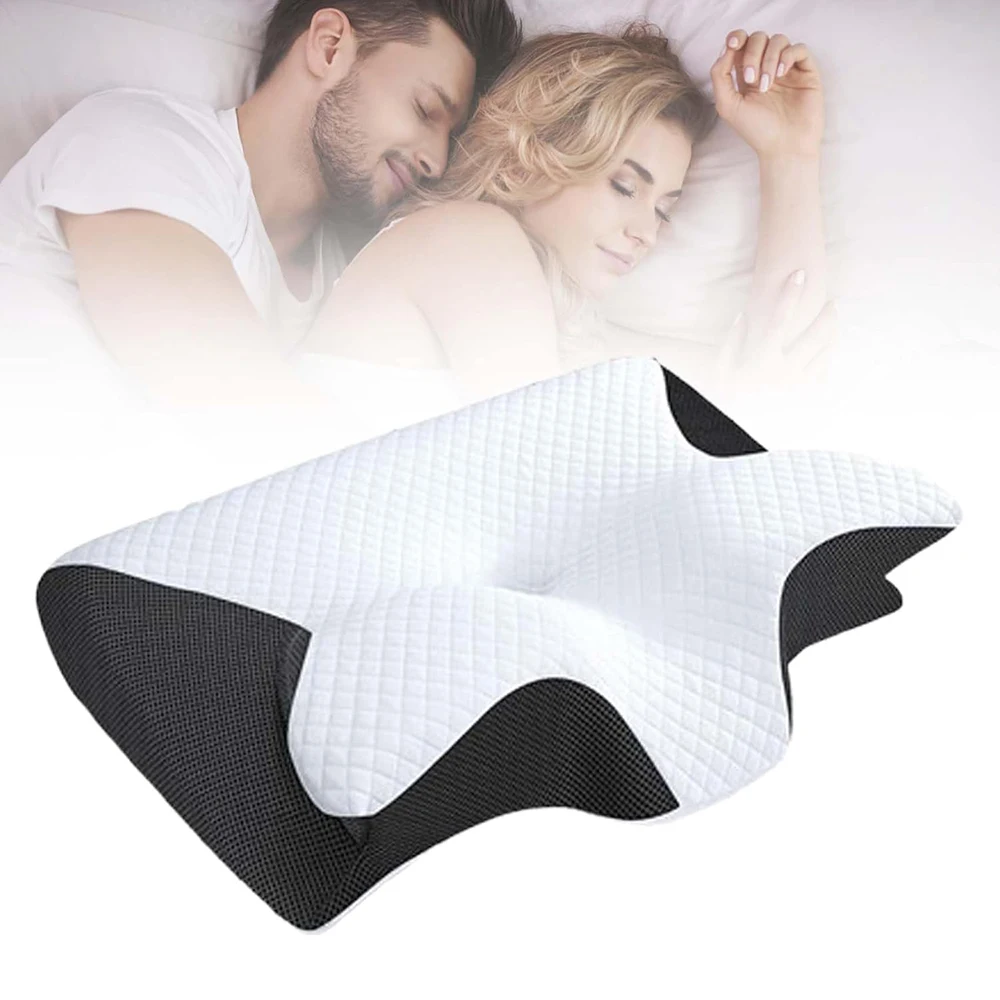Nackenkissen aus Memory-Schaum, ergonomisches orthopädisches Konturkissen gegen Nackenschmerzen, konturierte Stützkissen, abnehmbares Nackenkissen