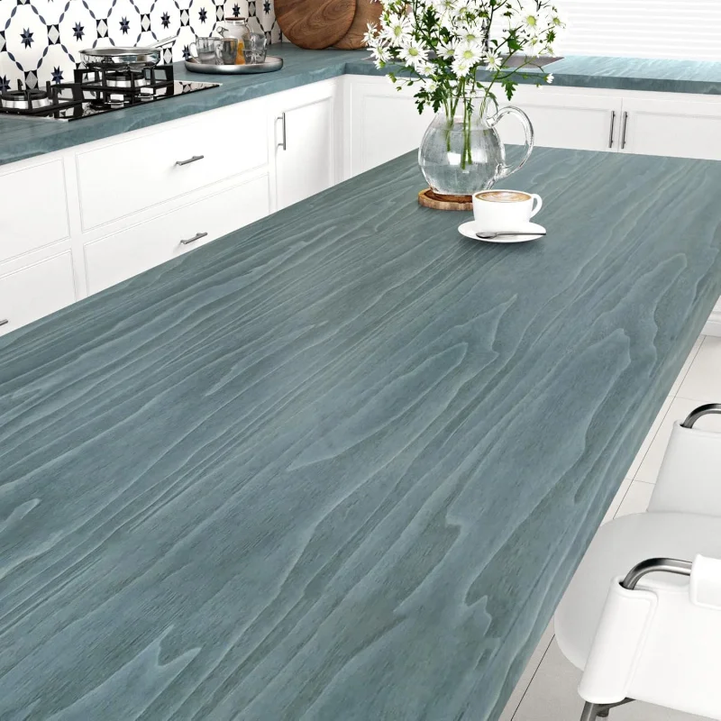 Light Blue Wood Grain Contact Paper Peel and Stick Wallpaper Countertop Wrapping Self Adhesive on Wate