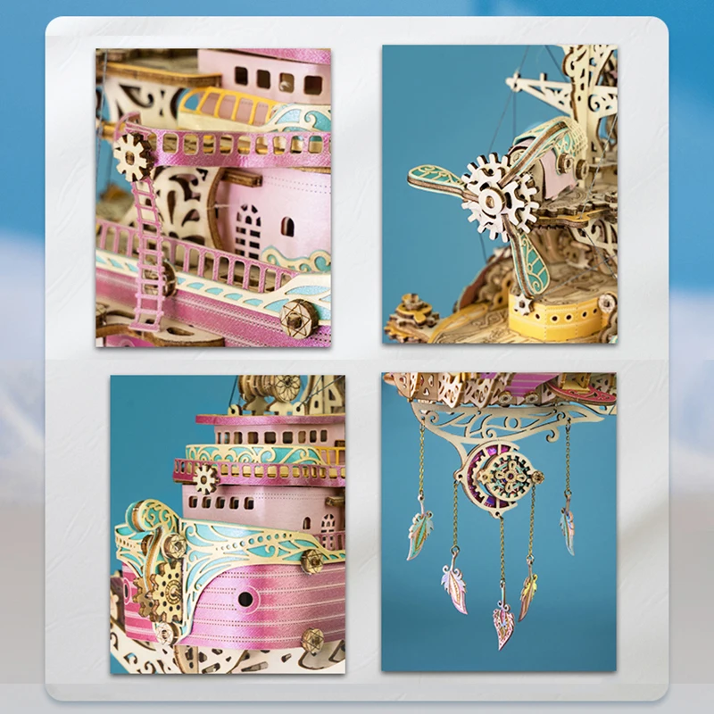 3d casa de bonecas de madeira apanhador de sonhos barco modelo bloco de construção diy montar brinquedos para adultos crianças presente aniversário decoração casa