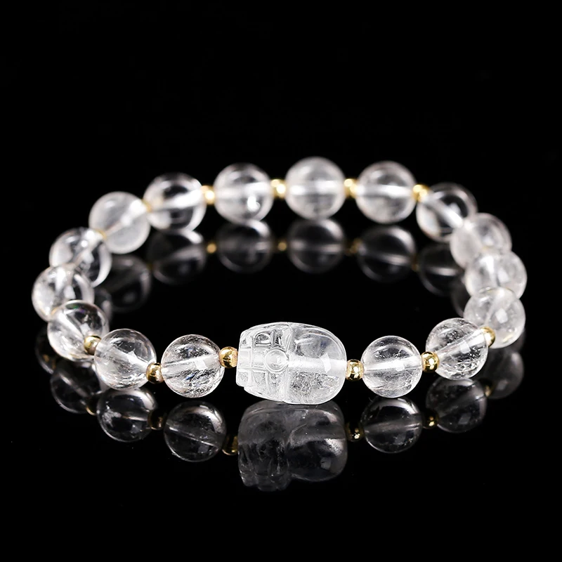 JD Natural Stone Amethyst Gray Moonstone Carved Wealth Pixiu Bead Bracelet Women Luxury Lucky Handmade Stretch Bracelets Female