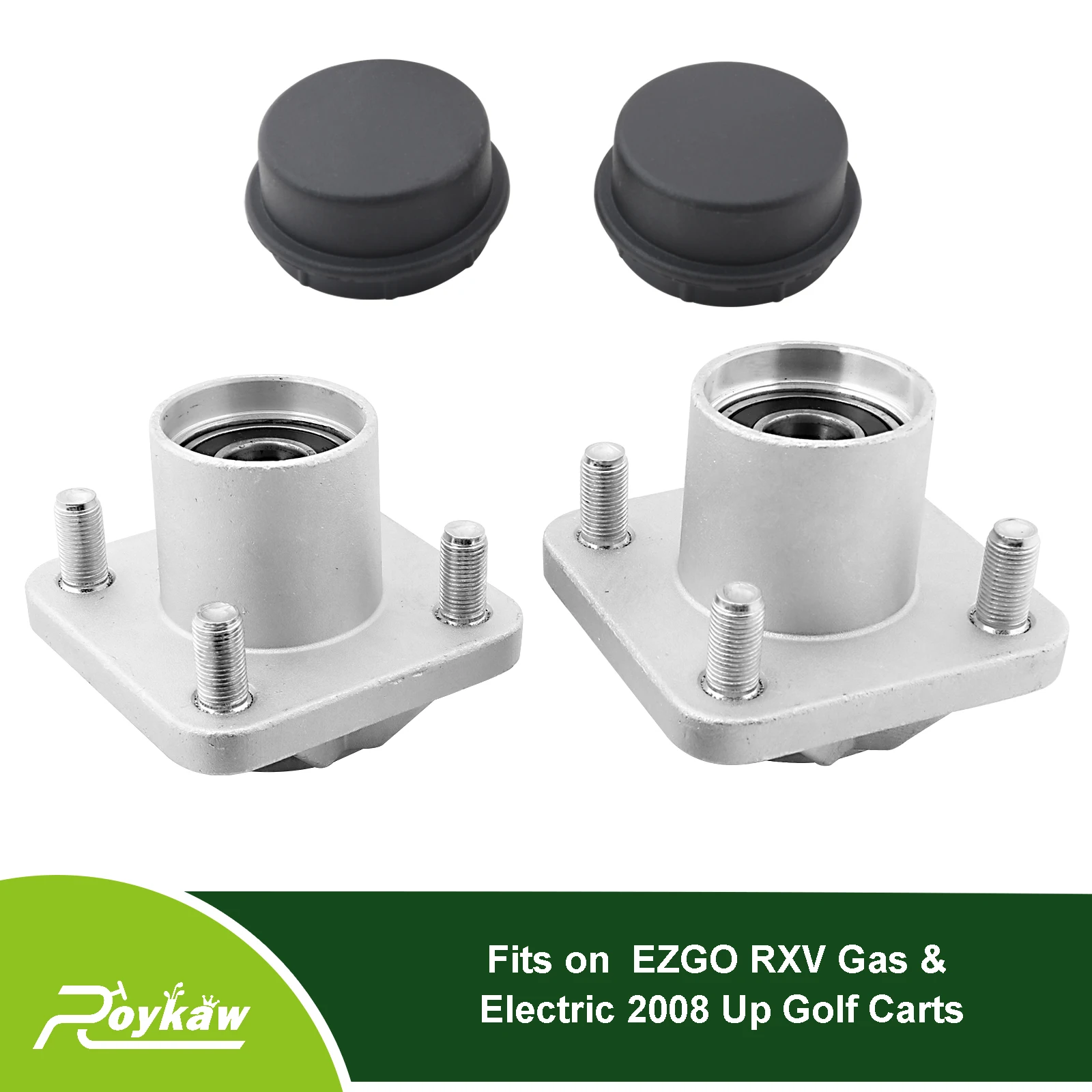 Roykaw Golf Cart Front Wheel Hub for EZGO RXV 2008-up, with Hub Bearings/Oil Seals/Dust Caps, Replaces OEM# 609603, 600001