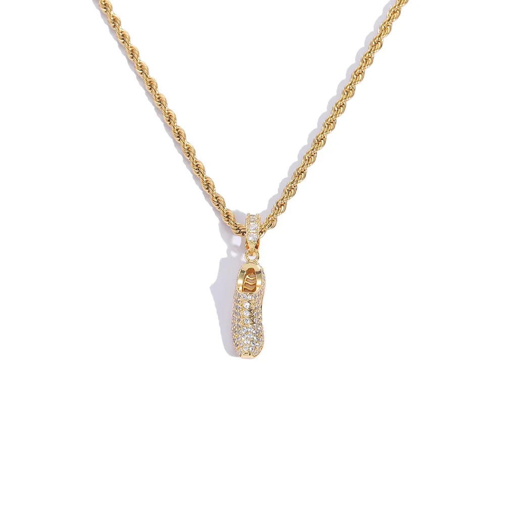 

Couple Unisex Hip Hop Brass Zircon New-Style Sports Sneaker Pendant Necklace Accessory