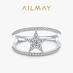 Ailmay New 100% 925 Sterling Silver Fashion Star Sparkling AAAAA CZ Finger Ring For Women Luxury Wedding Engagement Fine Jewelry