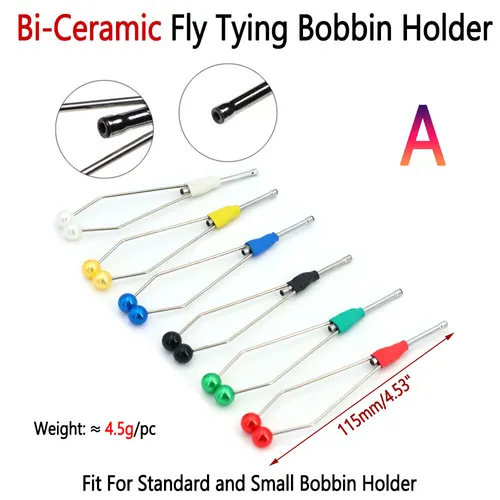 Imagen 2 del producto Bimoo-bobina para atar moscas con punta de aleación de acero y cerámica, soporte para bobina de hilo pequeño y estándar, herramienta de fabricación de señuelos con mosca húmeda y seca para pesca