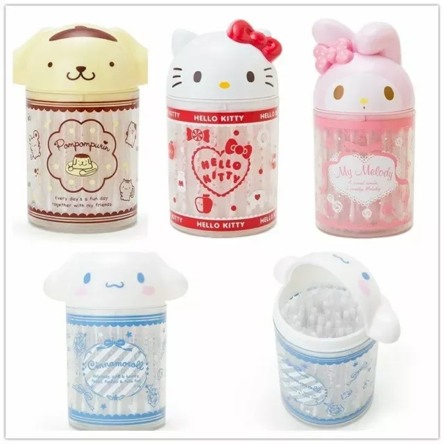 Sanrios Hallo Kittys Cinnamoroll Desktop Opbergemmer Schattige Wattenstaafje Tube Melodie Tandenstokers Box Meisjes Make-Up Gereedschapscontainer