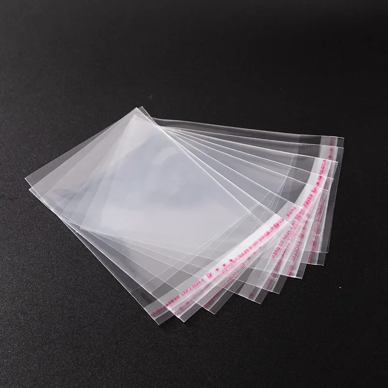 100Pcs  Clear Self Adhesive Bag Resealable Waterproof Gift Food Candy Pacakging OPP Plastic Bag Cellophane Storage