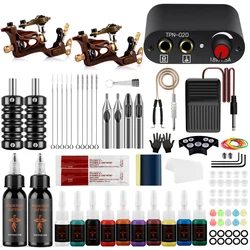 Tattoo Kit 2 Tattoo Machines Gun 20pc Ink Power Supply Tattoo Grips strumenti per Body Art Set completo di tatuaggi accessori forniture Art