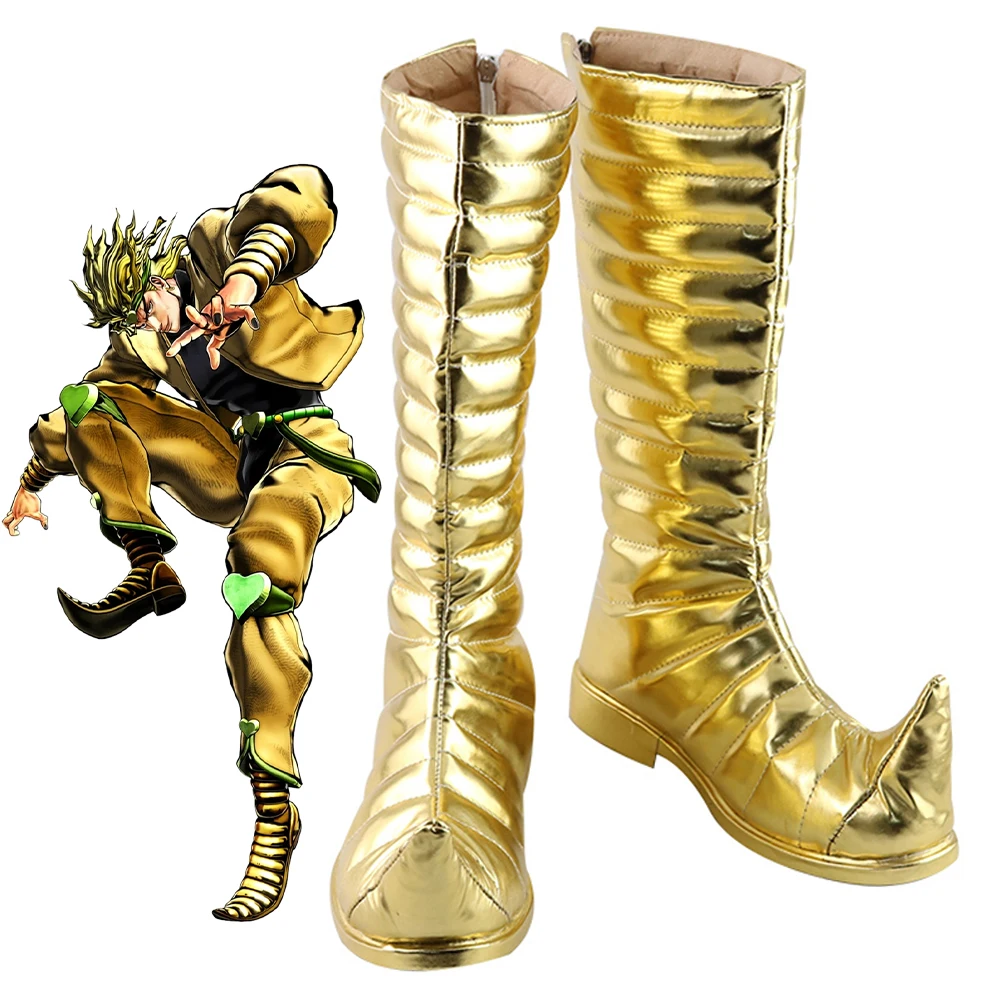 IN STOCK Dio Brando Cosplay Shoes Anime JJBA Part 3 DIO Golden Boots Halloween Theme Party