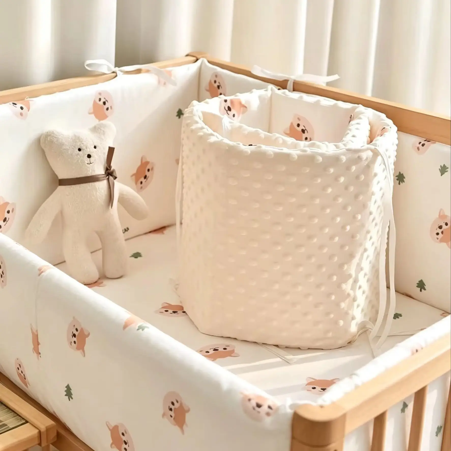 200cm Baby Bed Bumper Cushioned Baby Bed Bumper Anti-Collision Infant Bed Rail,  Ideal for Crib/Baby Bed Safety Baby Bed Bumper