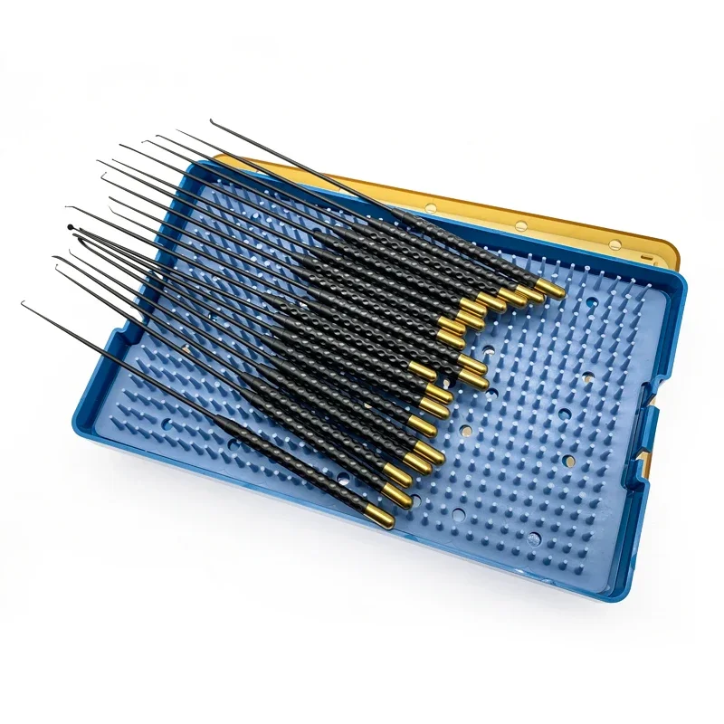 19Pcs/Set Micro Vessel Hook Nerve Spatula Dissector Kit - Teardrop Micro Curette Veterinary Surgical Instruments