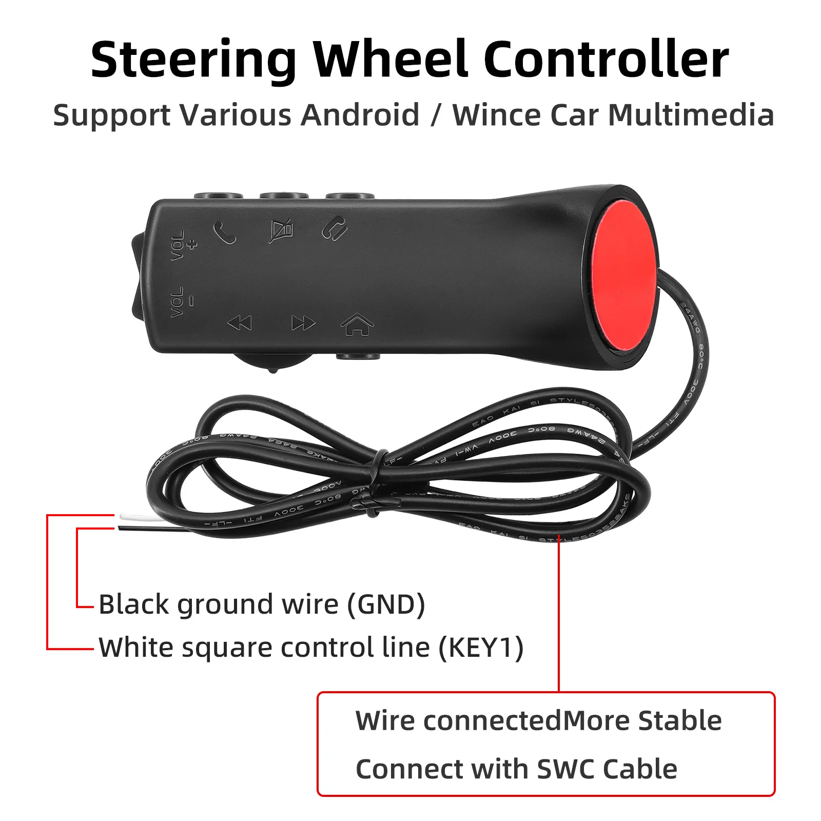 10 Keys Car Steering Wheel Button Remote Controller Multi-functional Car Radio GPS DVD Player Universal Wired Remote Control