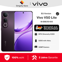 vivo V50 Lite 5G Smartphone, 8G+256G, EU Version,6.77 Inch 120Hz P-OLED Screen, 50MP Sony Main Camera + 8MP Ultra Wide Angle Camera, Aura Light, 5200 mAh Battery, 400% Volume & Dual Stereo Speakers, IP65