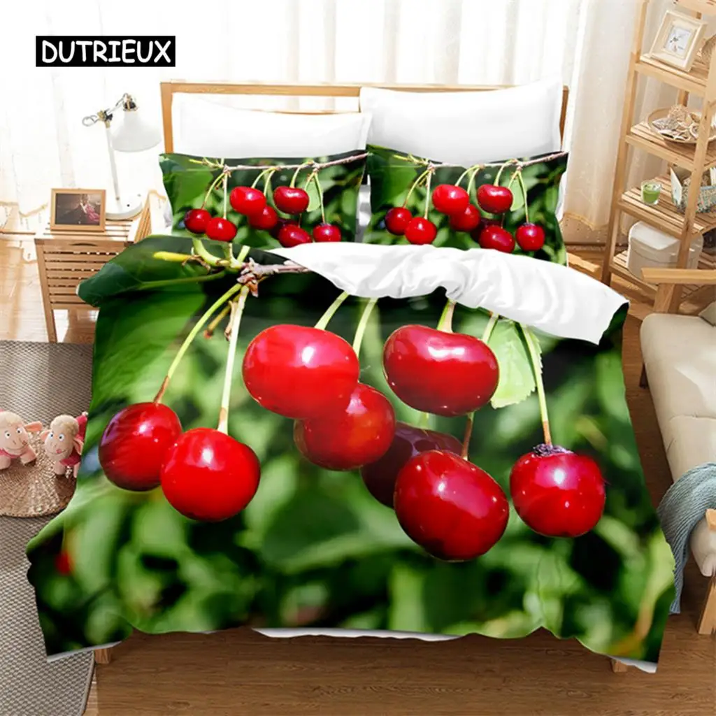 

Red Cherry Bedding Set Duvet Cover Set 3d Bedding Digital Printing Bed Linen Queen Size Bedding Set Fashion Design