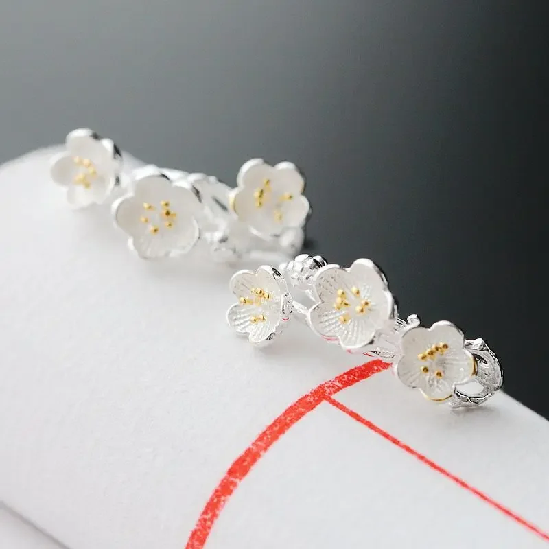 small petals female anti allergy 925 Sterling Silver Earrings