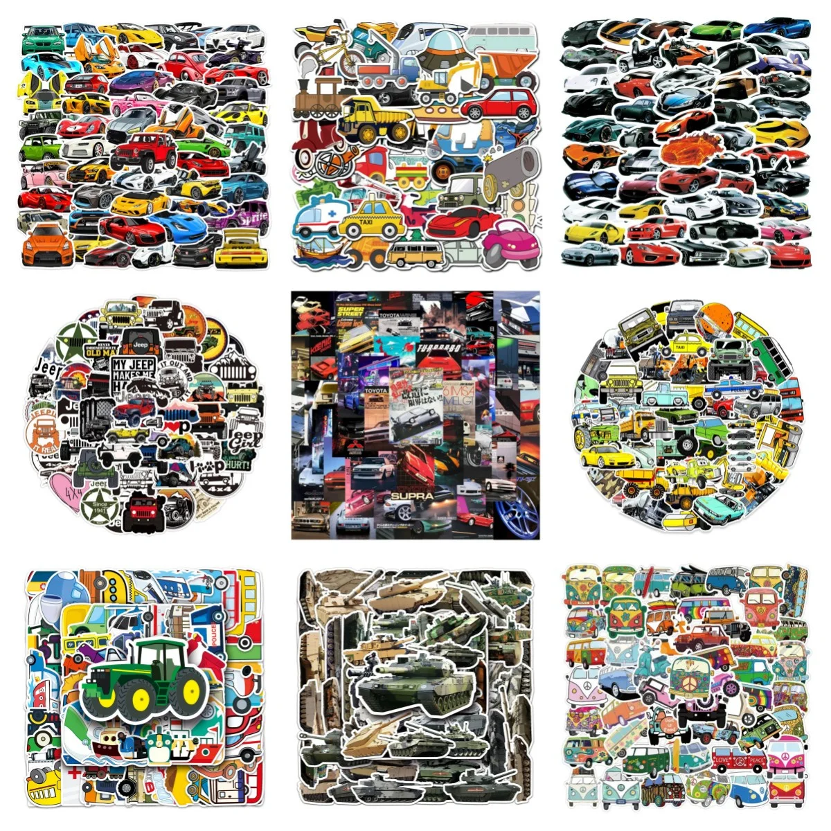 10/30/50PCS Cartoon Car Collection Sticker Graffiti Helmet Motorcycle Computer Wall Sticker Toy Decoration Wholesale