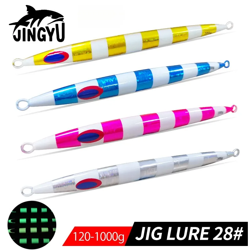 

JINGYU 120g-600g Ham Sausage Luminous Fast Sinking Iron Plate Bait Deep-sea Boat Fishing Sardine Road Sub Bait Big Gram Heavy