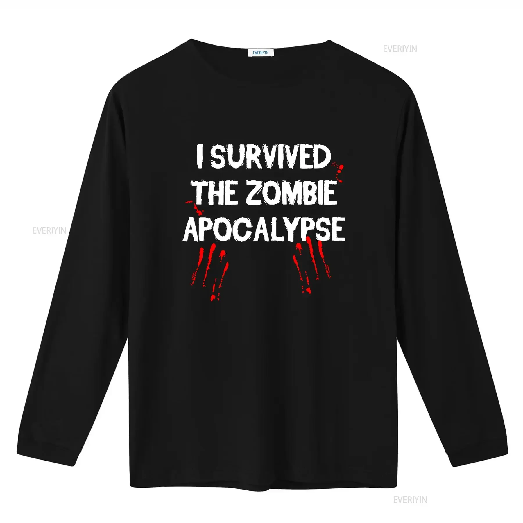 I Survived The Zombie Apocalypse T Shirt Funny Zombies Outbreak Response Team Halloween Costume Gag Novelty with Blood vintage