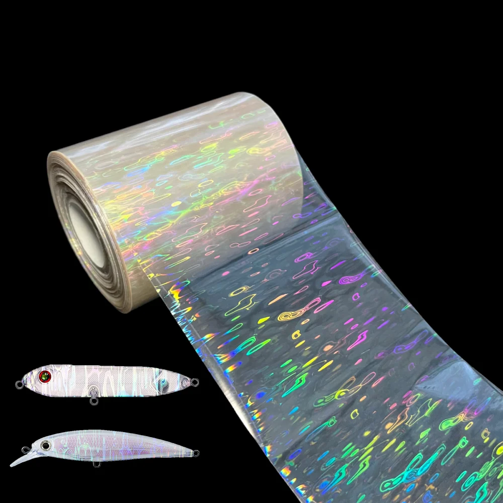 

Free Shipping 8CM 120M Water Ripple Clear Transparent Hot Stamping Foil Lure Fishing Lures Holographic Paper Laser Hologram Film