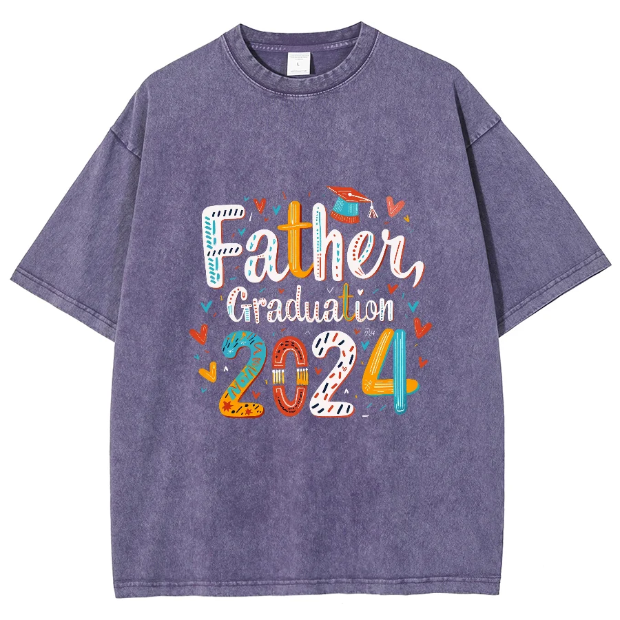 Wash short T-shirt with font print, Acid wash oversized, Father's Day gift, Dad love, Daughter, son, loose T-shirt, 100% cotton