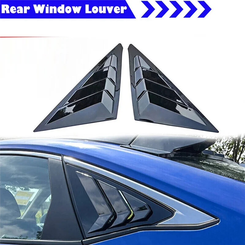 ホンダシビック用ハッチバックリアサイドベント、ウィンドウルーバー、シャッターカバー、グロスブラック、2022、2023