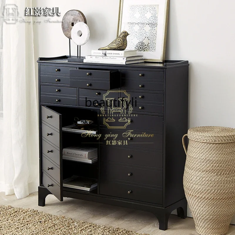

American bedroom locker solid wood multi-drawer bucket cabinet living room storage closet