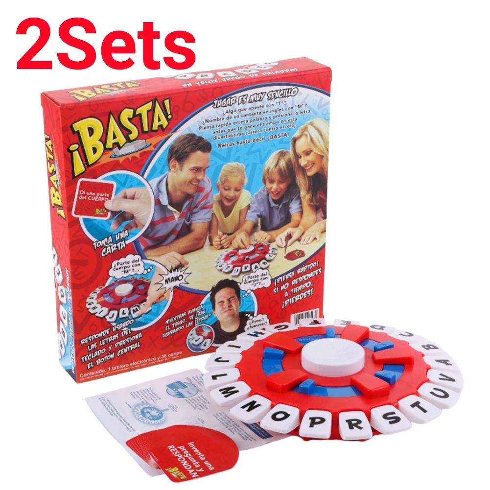 Basta Spanish Word Game Fast-Paced Family Board Game Quick Thinking Letter Pressing Words Game versión en español for 2-8 Player