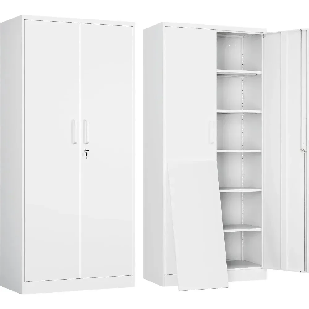 

Storage Cabinet with 2 Doors and 5 Adjustable Shelves - 71" Steel Lockable File Cabinet,Locking Tool Cabinets for Office