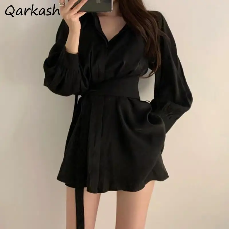 

Summer 2 Pcs Sets Women Baggy Temperament Office Lady Solid Long Shirts Leisure Gentle Vintage Ulzzang Mature Chic Basic Shorts