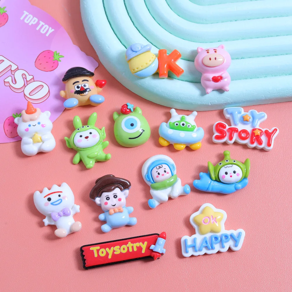 100pcs Kawaii Cartoon Toy Story Disney Resin Flatback Cabochon DIY Crafts Scrapbooking Decorative Accessories