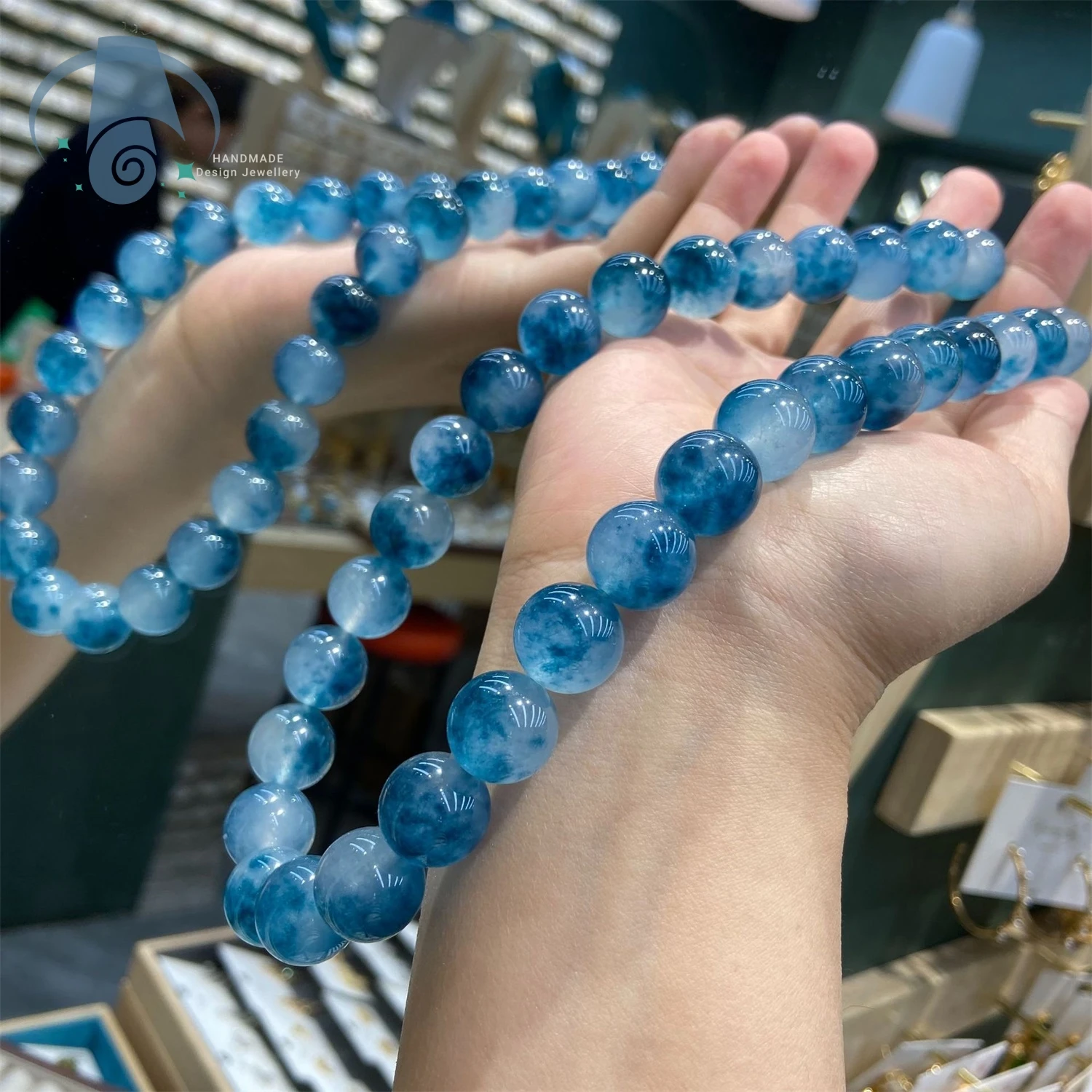 Natural Jade Like Rhodonite Necklace Blue Aura Crystal Jewelry Sets Vivid Rosy Red Bright Luster Gemstone Gift for Women Evening