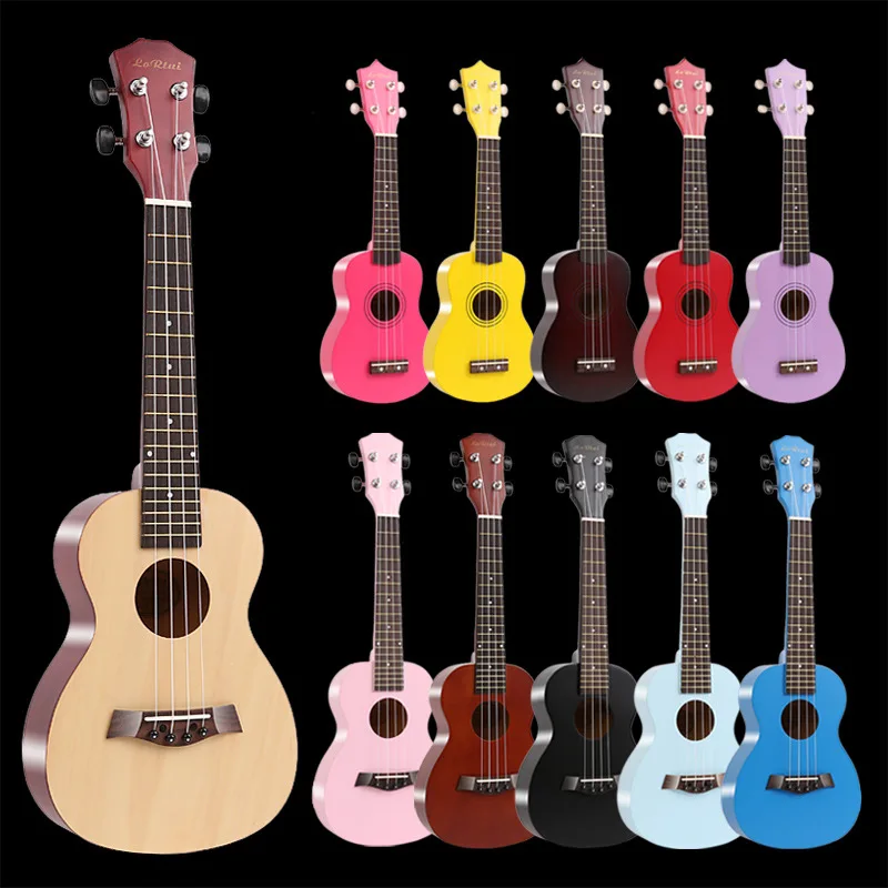 

21/23Inch Ukulele Small Guitar Full Wooden Beginner Color Yukrili Musical Stringed Instruments