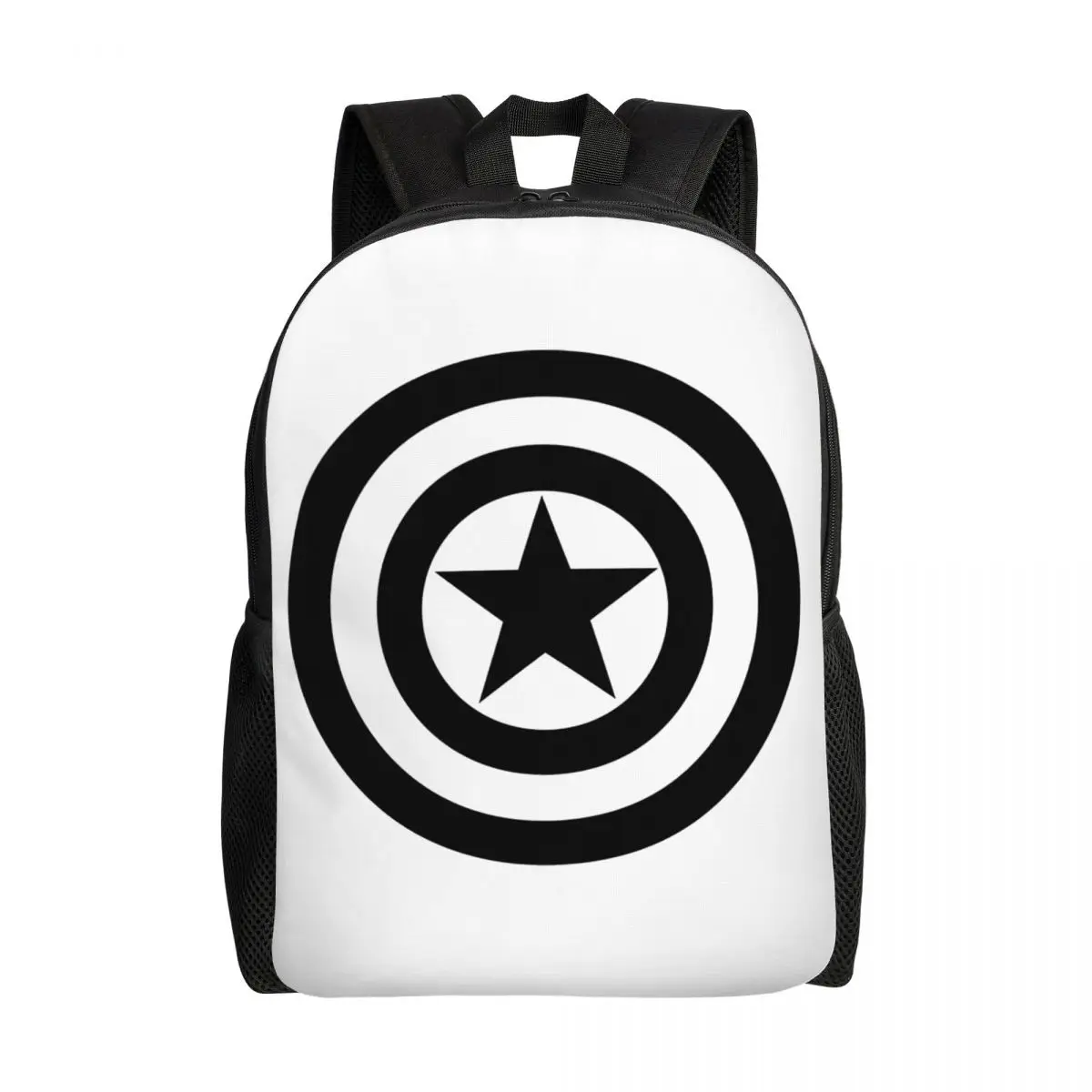 Custom Captain America Shield  Marvel Comics Laptop Backpack Women Men Basic Bookbag for School College Student Avengers Bags