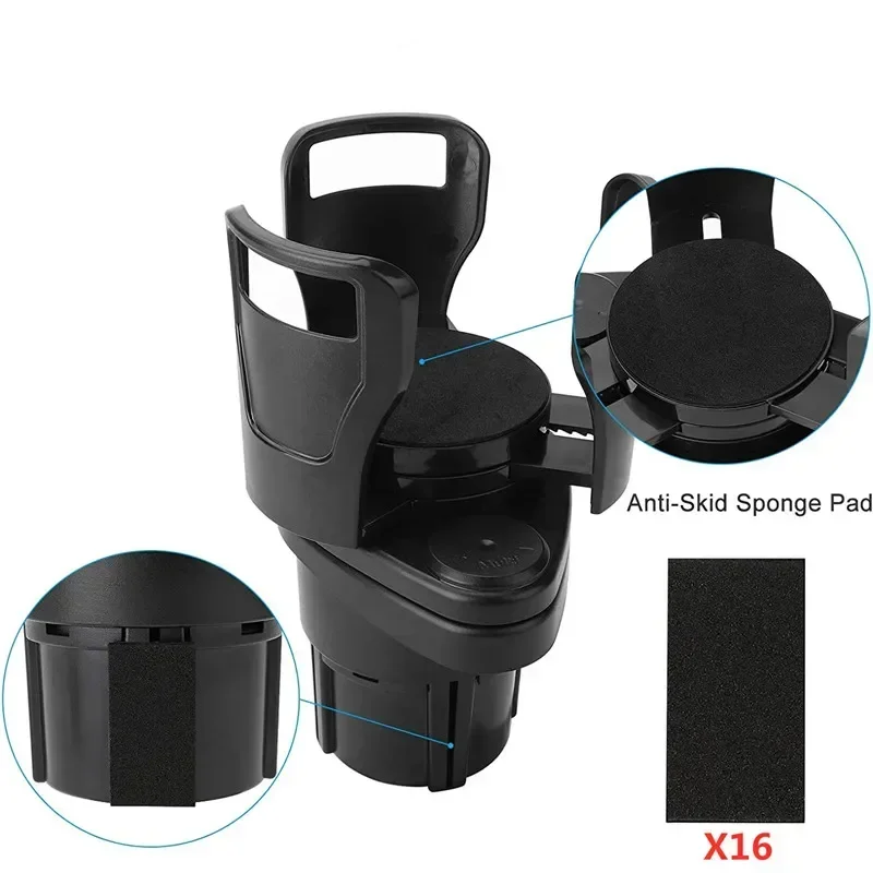

Car Cup Holder Expander Adapter, 2 In 1 Multifunctional 2 Cup Mount Extender Sturdy Cupholder with 360° Rotating Adjustable Base