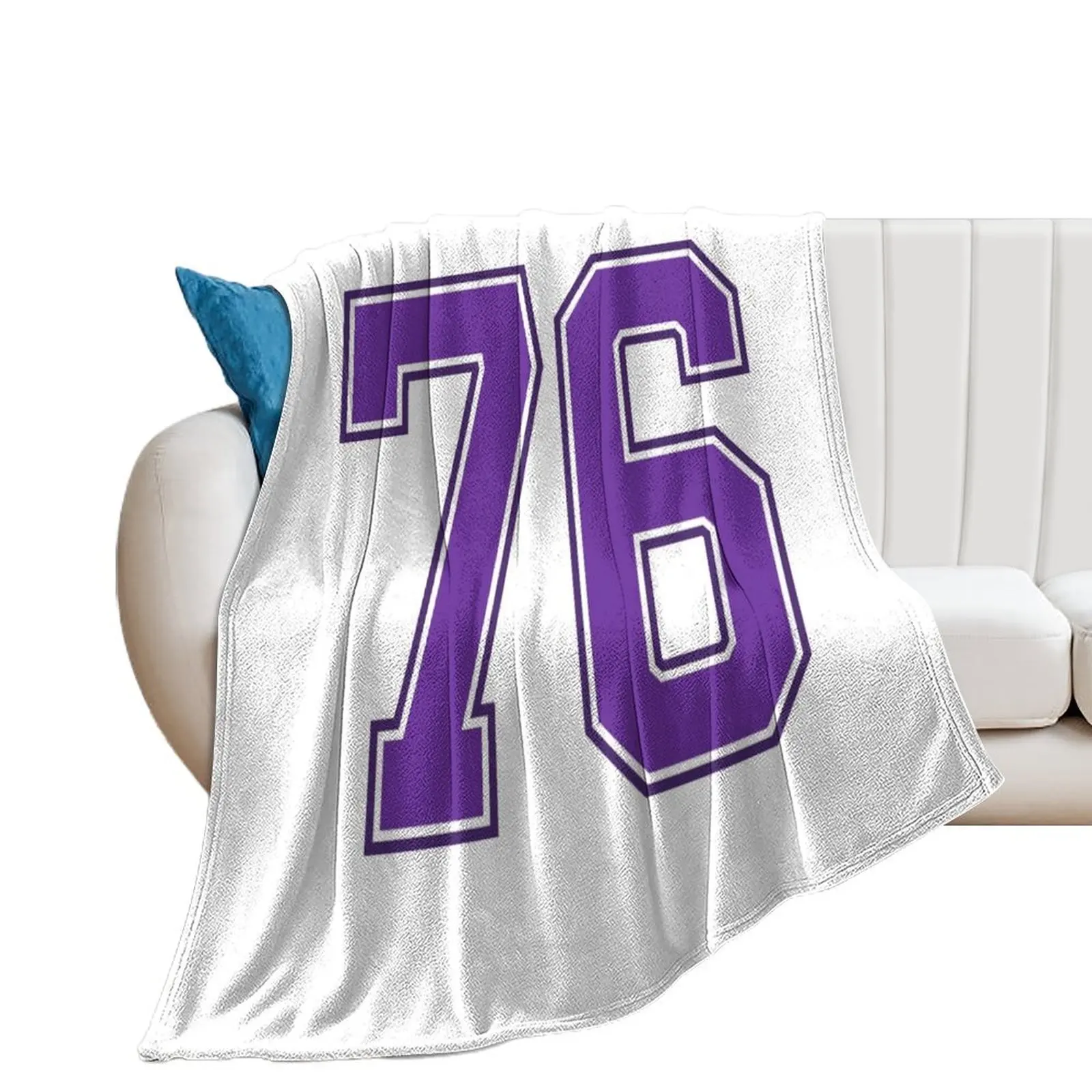 Purple Number 76 lucky sports jersey seventy six Throw Blanket Comforter Cute Plaid Personalized Gift Quilt Blankets